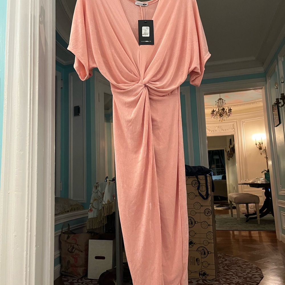 Fashion Nova Blush Pink Knot Dress